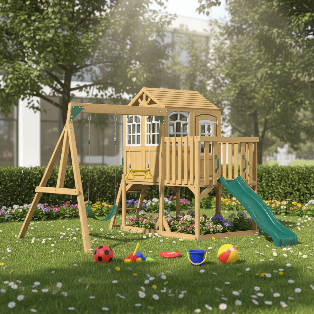 HIGHLINE RETREAT SWINGSET Wooden Playground WIDEWAY