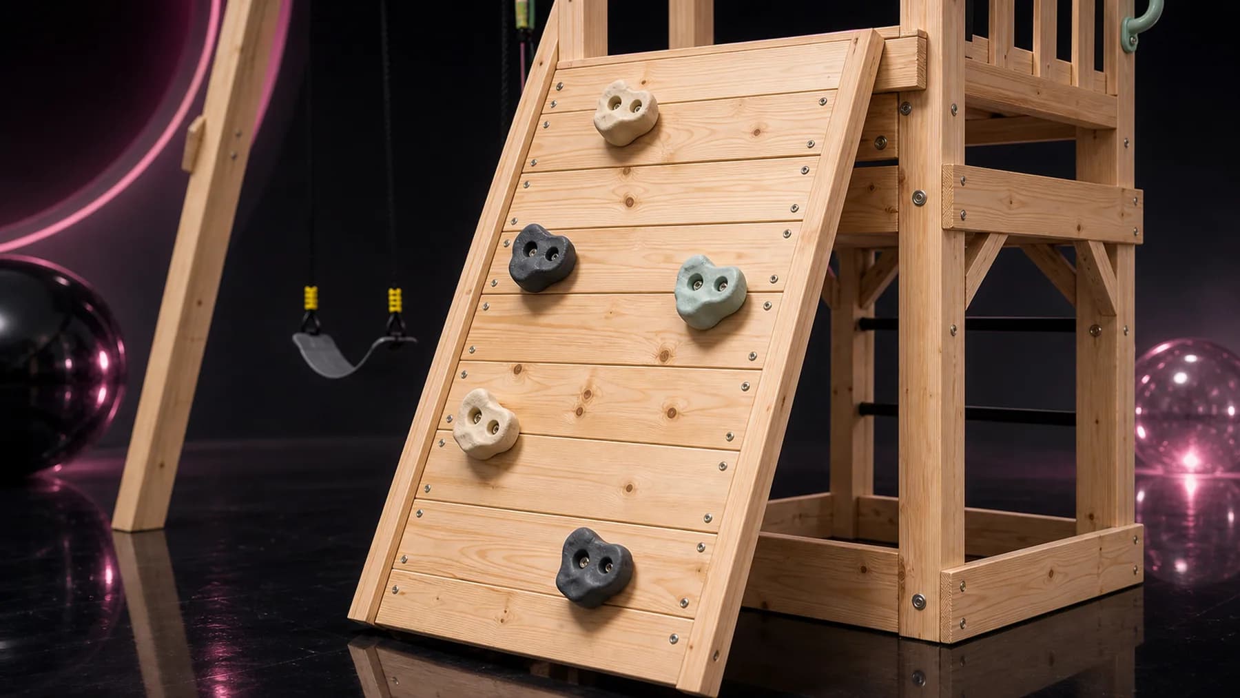 Climbing wall detail with mixed climbing rocks on Spotlight AAW0034.