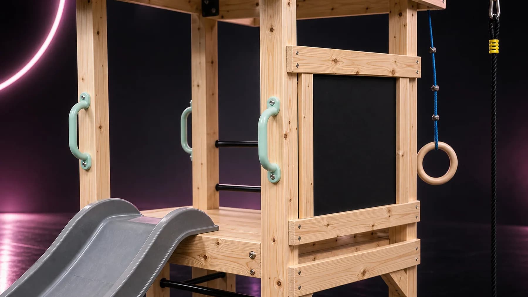 Ladder, chalkboard panel, and mint handles on Spotlight AAW0034.