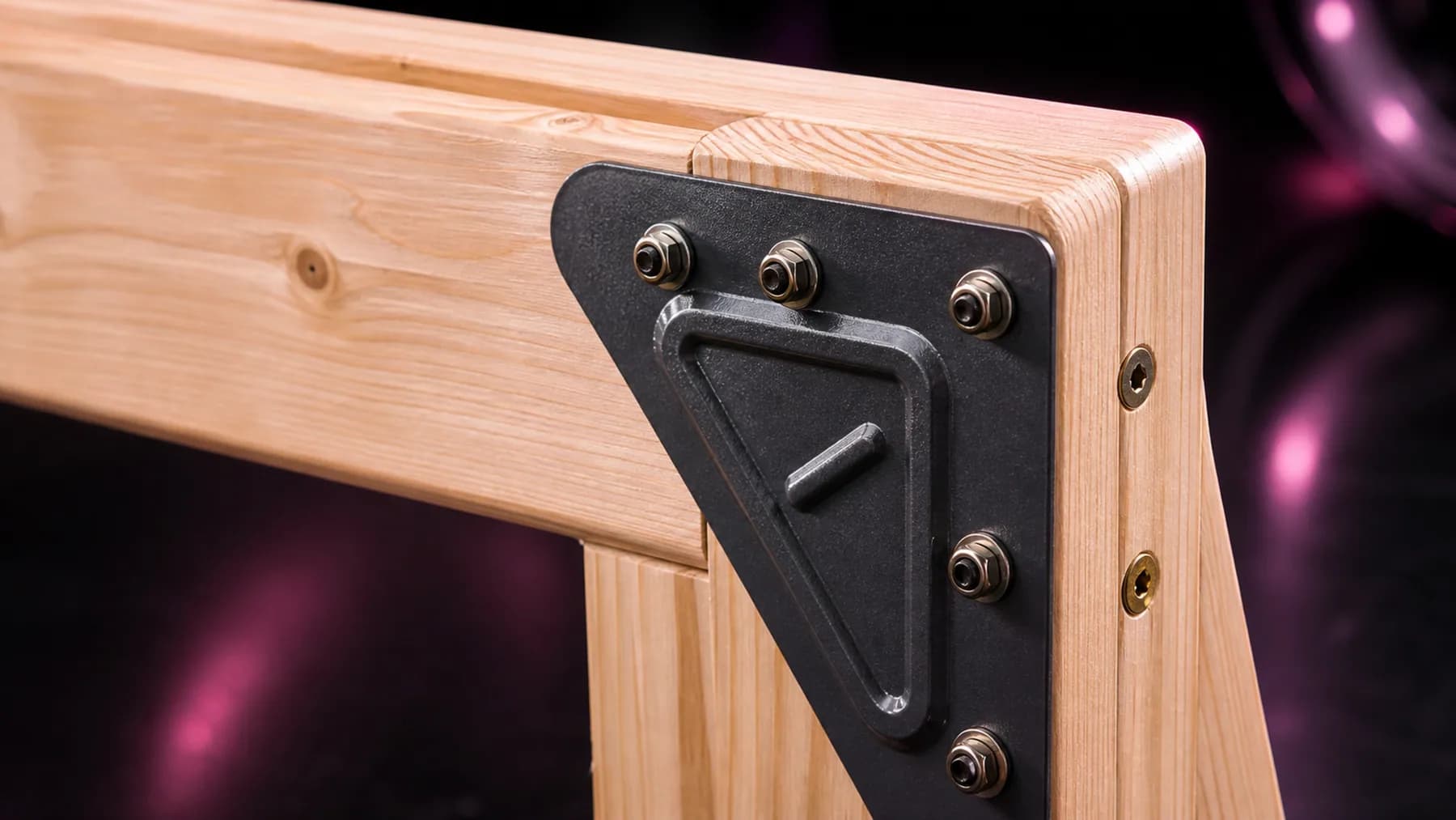 Close view of Spotlight AAW0034 wood grain, hardware, and molded playset details.