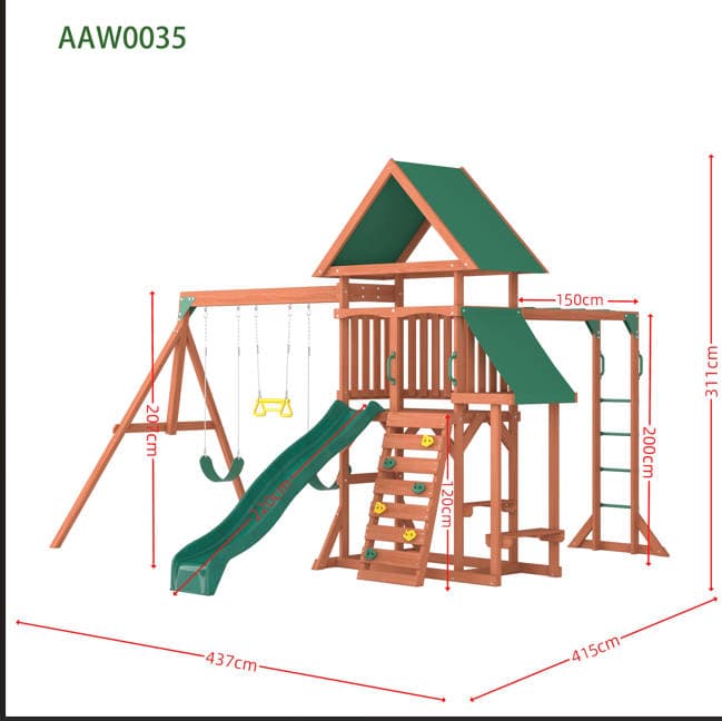 AAW035 Wooden Swing Set and Monkey Bar Playset – The Ultimate Backyard Adventure Park!